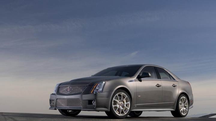 Side Pose Of 2009 Cadillac CTS-V In Grey